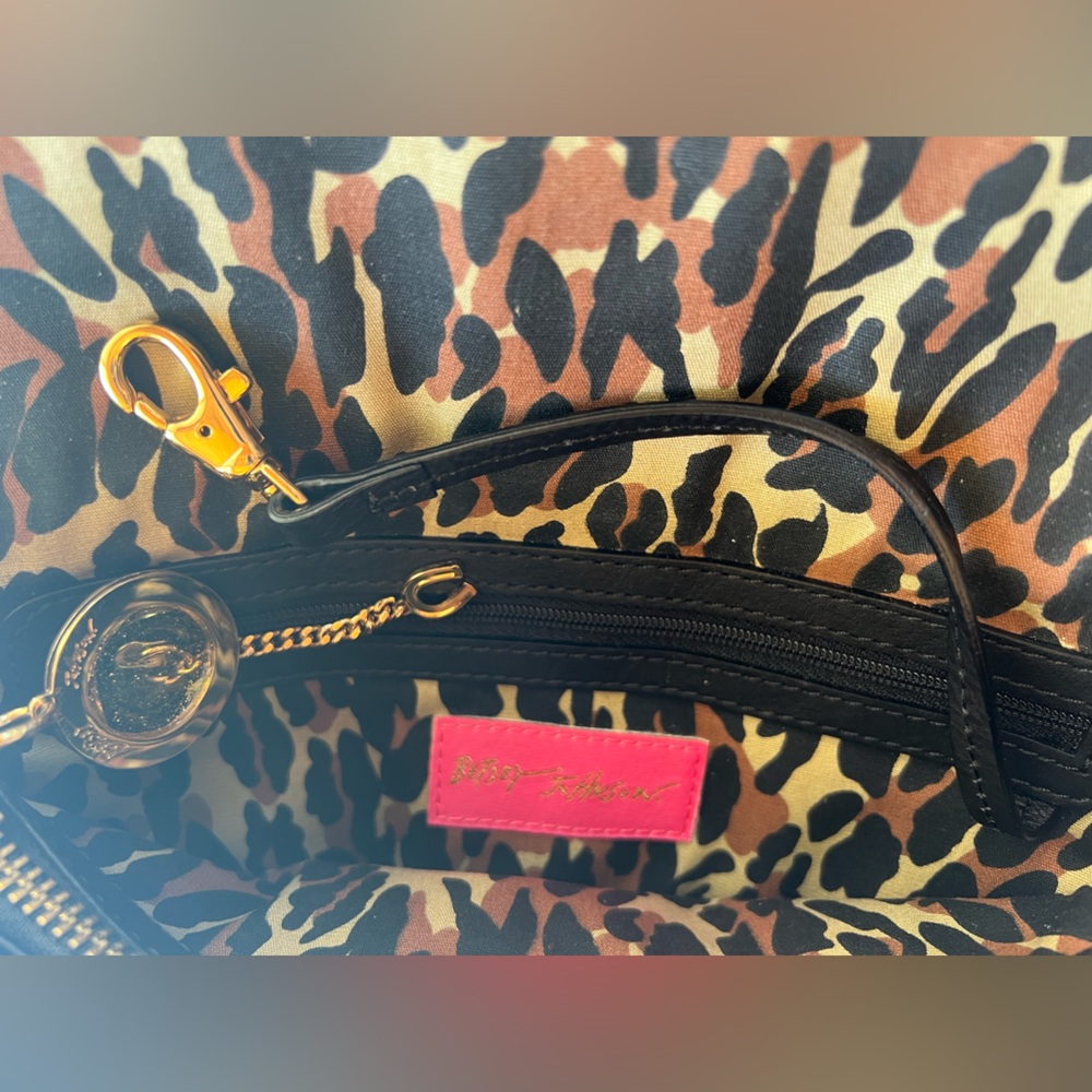 Betsey Johnson Black Leather Clutch with Gold Accents - Picture 5 of 5